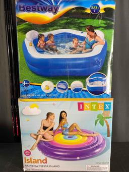 Set of INTEX Fiesta Island Float & Bestway Family Fun Pool