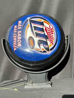 Miller Lite Miller Genuine Draft Advertising Double Sided Rotating Bar Sign