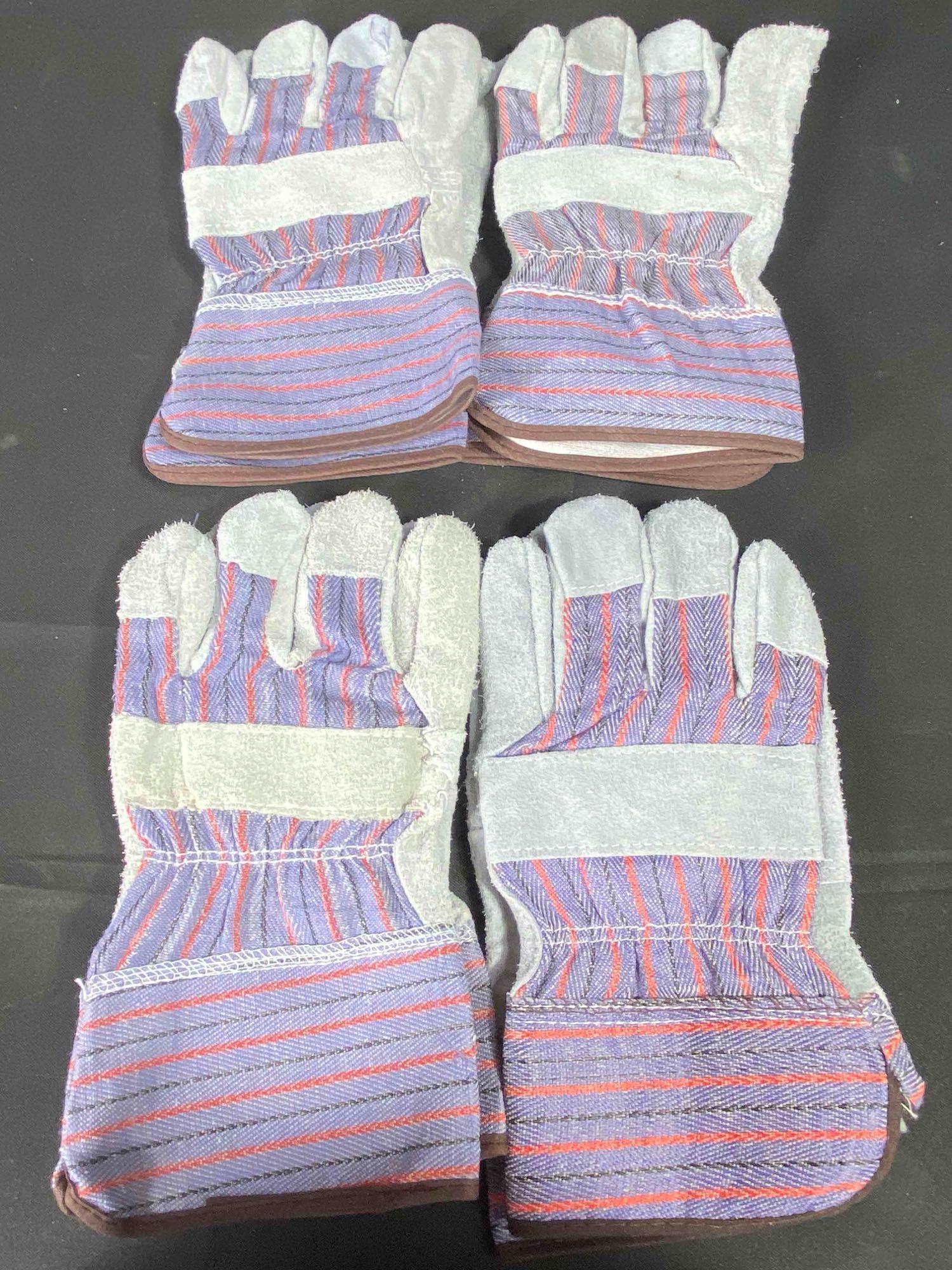 Leather Palm Gloves for rugged (4 Pairs)