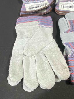 Leather Palm Gloves for rugged (4 Pairs)