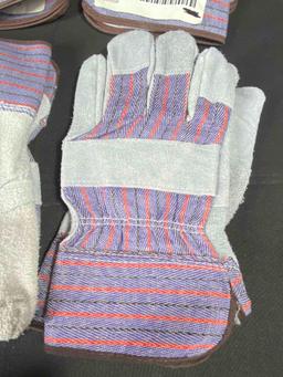 Leather Palm Gloves for rugged (4 Pairs)