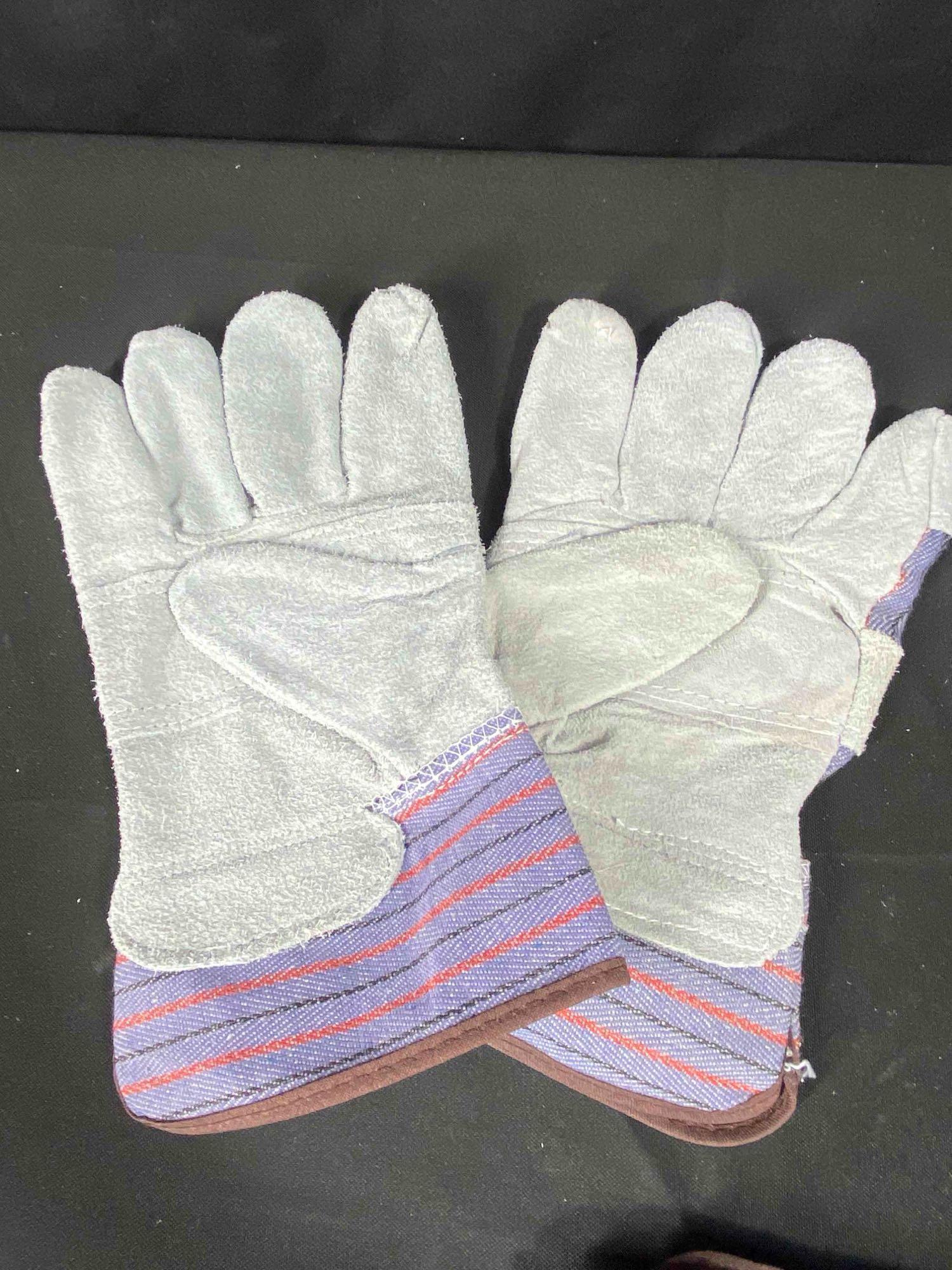 Leather Palm Gloves for rugged (4 Pairs)