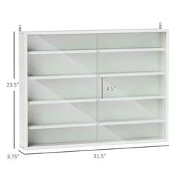 HOMCOM 5-Tier Display Cabinet, Wall-Mounted Display Case with 2 Glass Doors