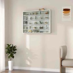 HOMCOM 5-Tier Display Cabinet, Wall-Mounted Display Case with 2 Glass Doors