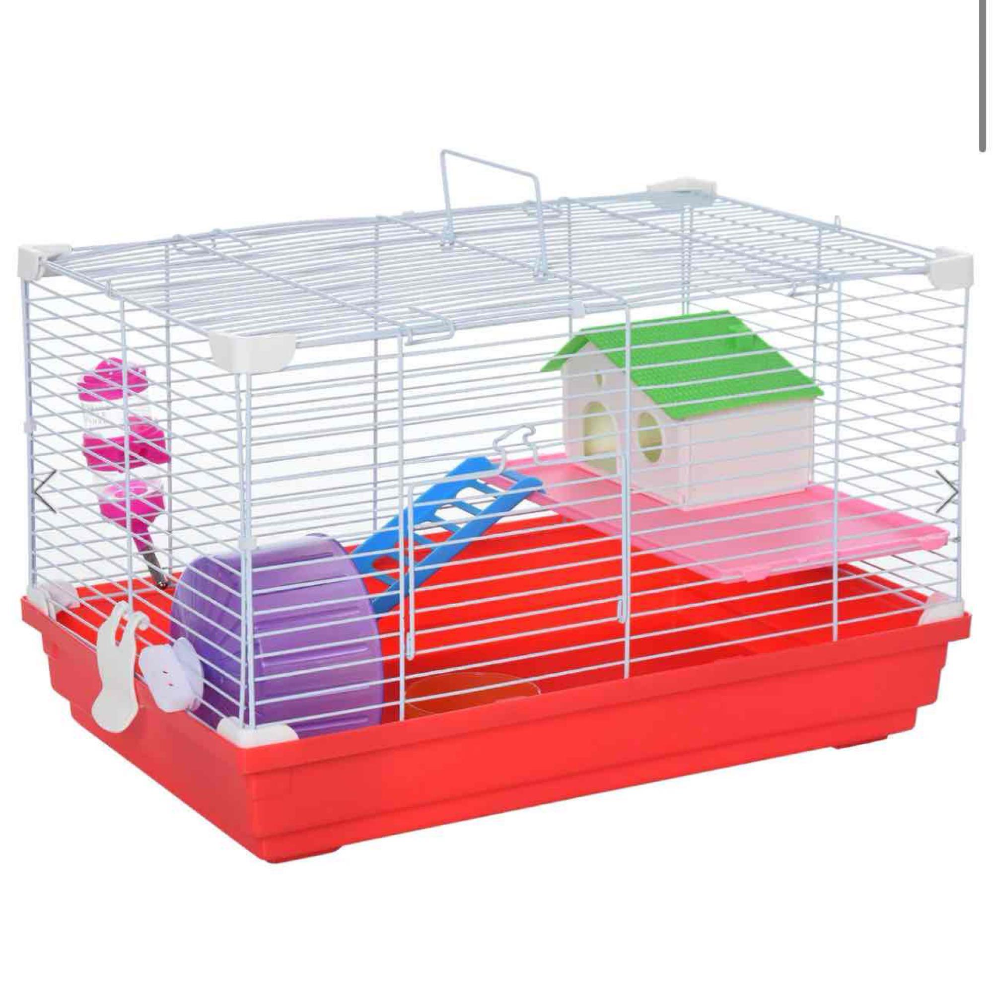 PAWHUT 18.5" Hamster Cage with 2-Story Design, Exercise Wheel