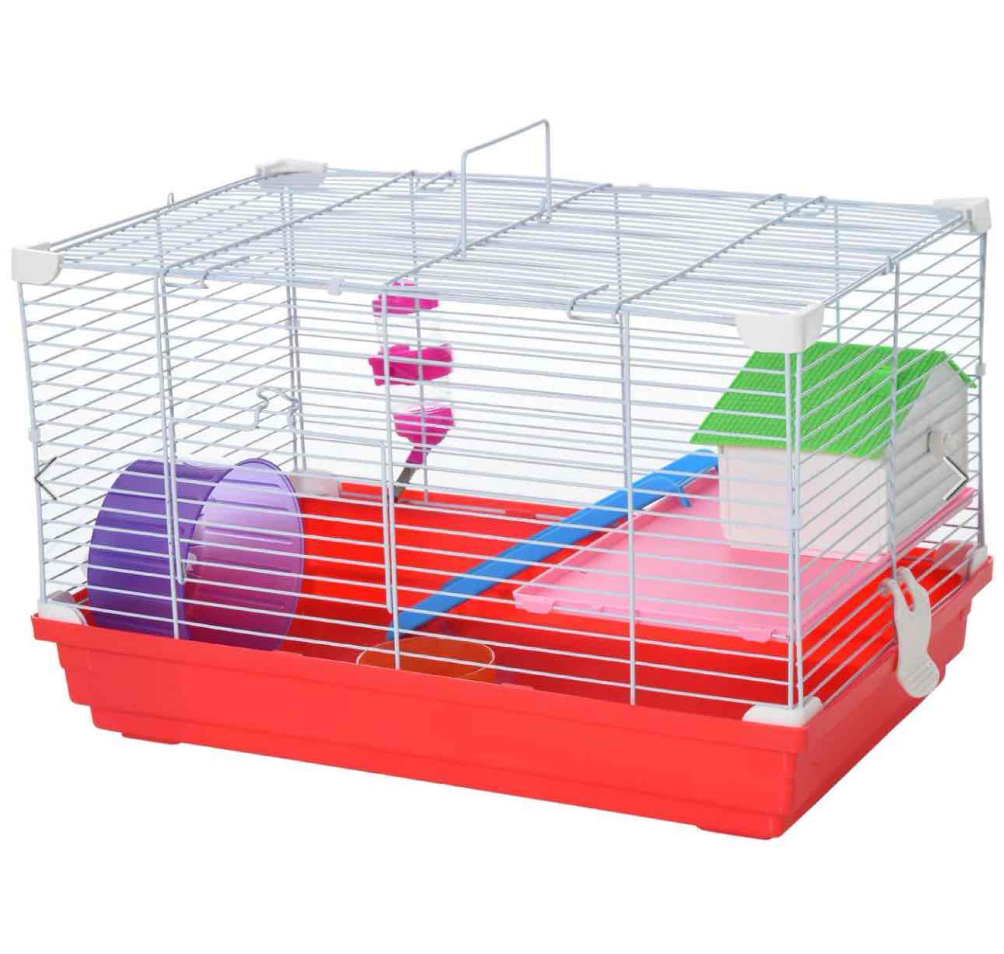 PAWHUT 18.5" Hamster Cage with 2-Story Design, Exercise Wheel