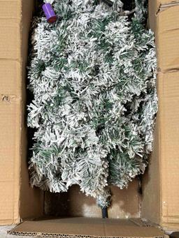 HOMCOM 6' Prelit Artificial Flocked Christmas Tree Warm White LED Lights,
