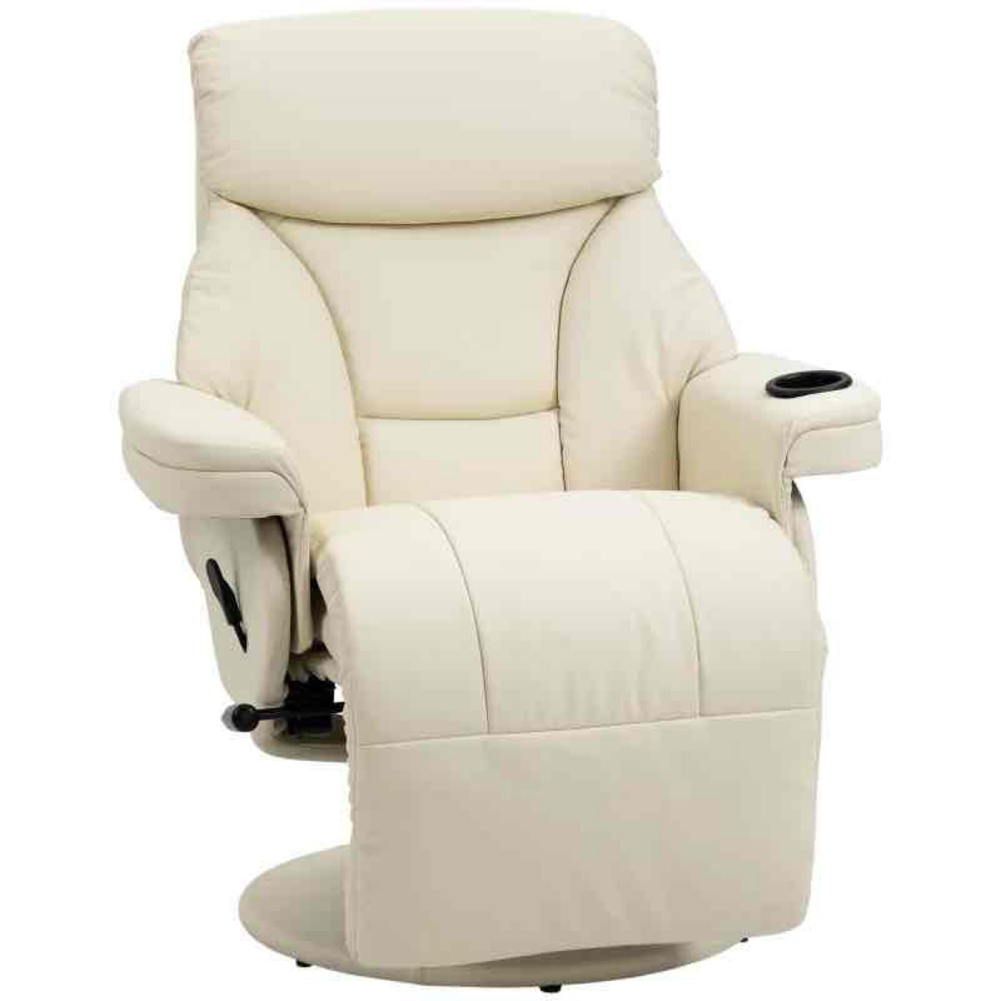 HOMCOM Manual Recliner, Swivel Lounge Armchair with Footrest and Cup Holder