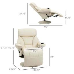 HOMCOM Manual Recliner, Swivel Lounge Armchair with Footrest and Cup Holder