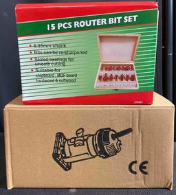 Wood Trimmer Machine and 15 PCS Router Bit Set