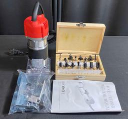Wood Trimmer Machine and 15 PCS Router Bit Set