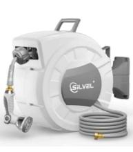 SILVEL Retractable Garden Hose Reel, 1/2 in x 75 ft Wall Mounted Garden Hose Reel