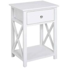 HOMCOM Side Table, Farmhouse End Table with Storage Drawer