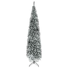 HOMCOM 9' Tall Unlit Snow-Flocked Slim Artificial Christmas Tree with Realistic Branches