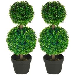 HOMCOM 2 Pcs Artificial Boxwood Ball Topiary Tree