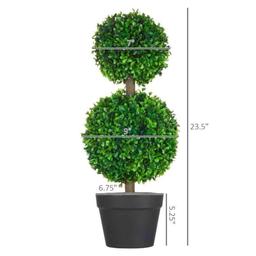 HOMCOM 2 Pcs Artificial Boxwood Ball Topiary Tree