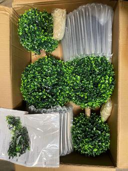 HOMCOM 2 Pcs Artificial Boxwood Ball Topiary Tree