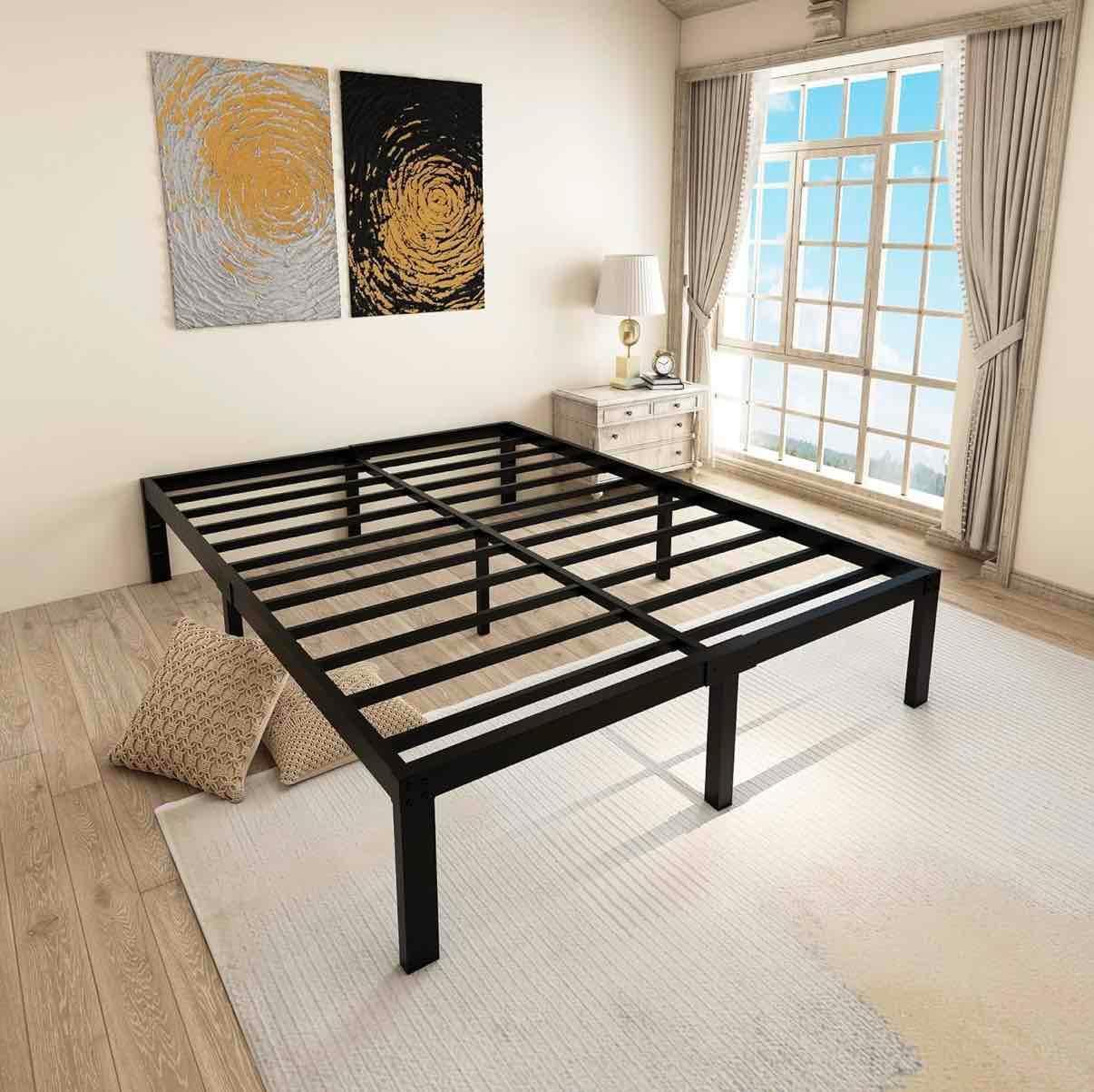 45MinST 14 Inch Reinforced Platform Bed Frame/3500lbs Heavy Duty/Easy Assembly Mattress