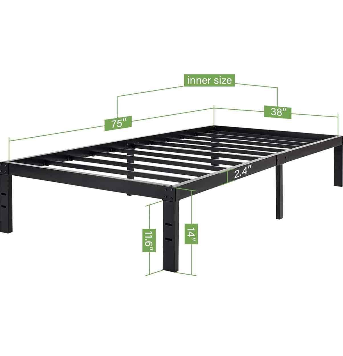 45MinST 14 Inch Reinforced Platform Bed Frame/3500lbs Heavy Duty/Easy Assembly Mattress