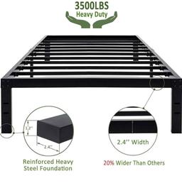 45MinST 14 Inch Reinforced Platform Bed Frame/3500lbs Heavy Duty/Easy Assembly Mattress