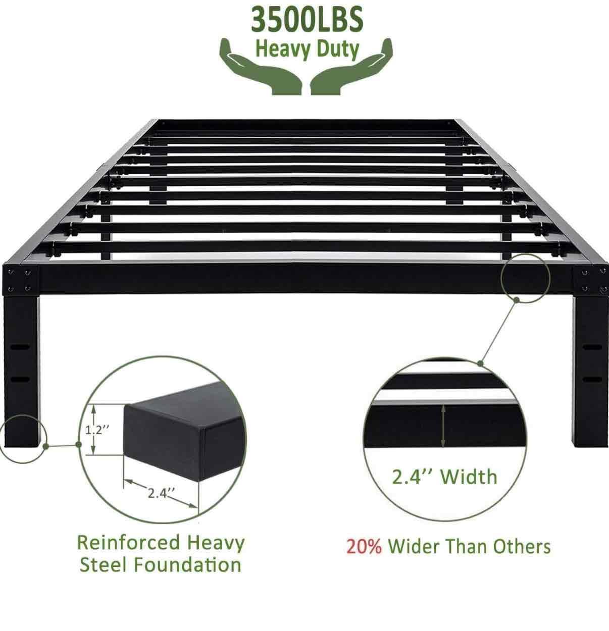 45MinST 14 Inch Reinforced Platform Bed Frame/3500lbs Heavy Duty/Easy Assembly Mattress