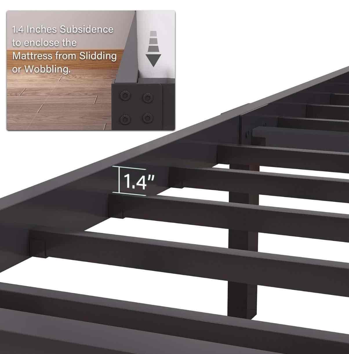 45MinST 14 Inch Reinforced Platform Bed Frame/3500lbs Heavy Duty/Easy Assembly Mattress