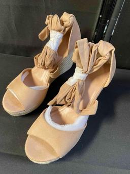 (size 10)Huiyuzhi Women's Lace Up Open Toe Platform Wedge Sandals