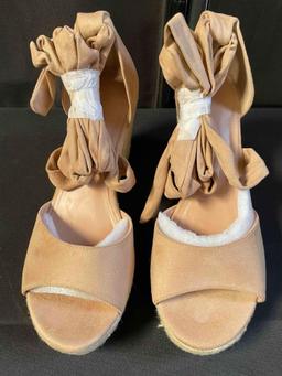 (size 10)Huiyuzhi Women's Lace Up Open Toe Platform Wedge Sandals
