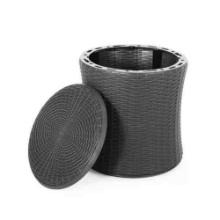 Dark Gray Cylinder Wicker Outdoor Side Table