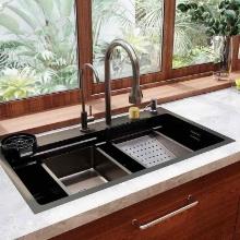 31.5" x 18" Drop-in Single Bowl DeerValley 304 Stainless Steel Polished Black Kitchen Sink