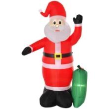 HOMCOM 8ft Christmas Inflatables Outdoor Decorations Santa Claus with Toy Bag