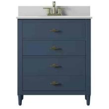 Dresser Style 30 in. Bath Vanity in Franklin Blue with Stone Vanity Top in White
