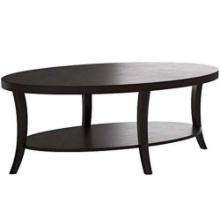 Contemporary Oval Coffee Table With Shelf, Espresso