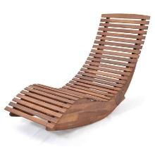 Rocking Sun Lounger w/ Breathable Slatted Design Outdoor Patio Lounge Chair