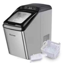 Costway 18 in. 29 lb. Nugget Portable Ice Maker Machine Countertop Chewable Ice Maker Self-Cleaning