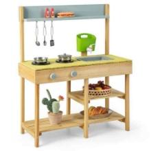 Costway Outdoor Mud Kitchen Set Fir Wood Kids Play Set
