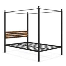 Full Size Industrial Metal Canopy Bed Frame