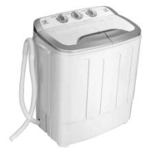 Costway Portable Semi-Automatic Twin Tub Washer and Dryer Combo in Grey Machine with Built-In Drain