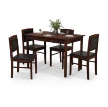 5-PCS Dining Room Set Kitchen 4 Person Dining Rectangle Table W/ Rubberwood Legs