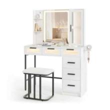 Makeup Vanity Desk With 3-Color Induction LED Lights