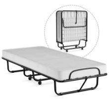 Costway Rollaway Folding Metal Bed Memory Foam Mattress