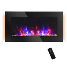 HOMCOM 1500W Electric Wall-Mounted Fireplace with Flame Effect
