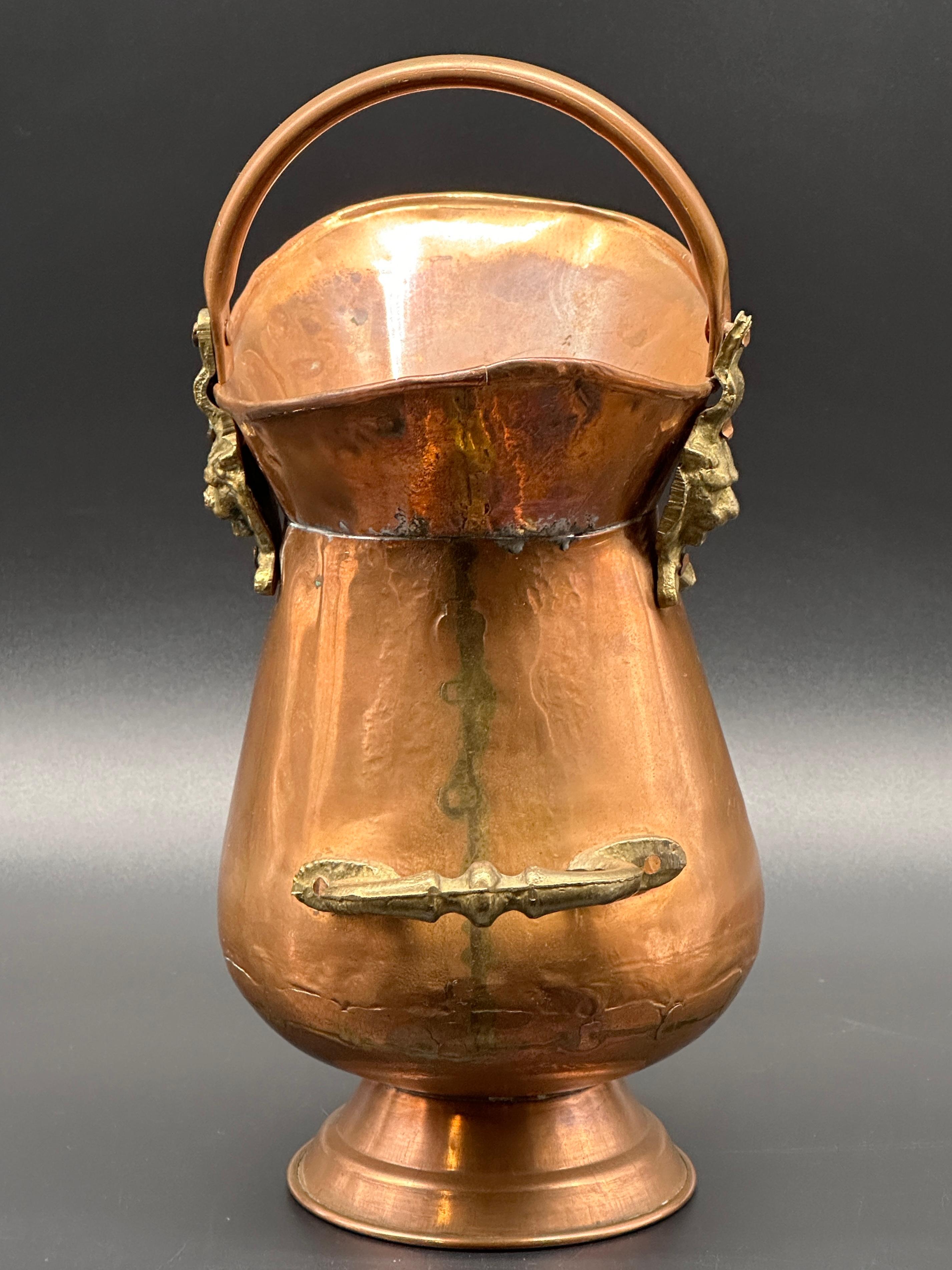 Double Brass Handled Copper Pitcher