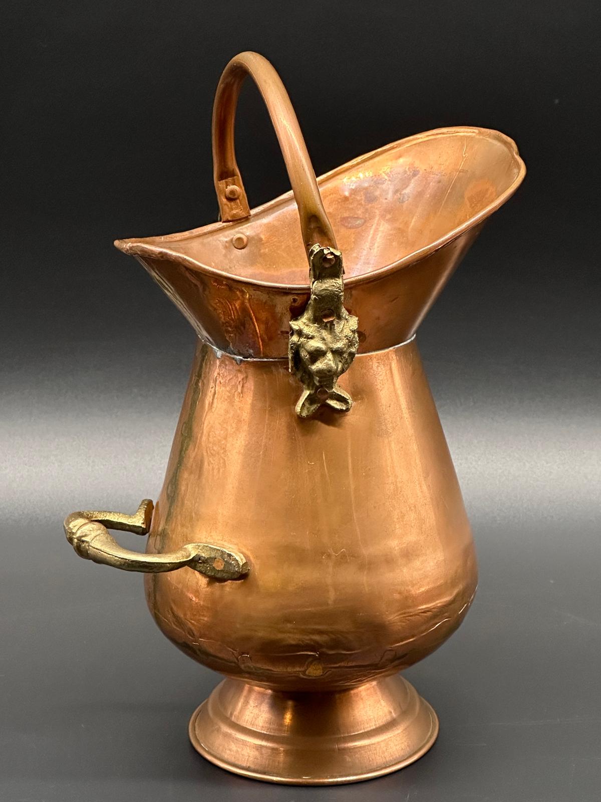 Double Brass Handled Copper Pitcher