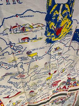 Vintage ALASKA Souvenir Tablecloth Map