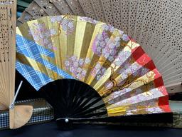 Variety of Vintage Folding Hand Fans