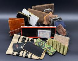 Variety of Vintage Wallets, Coin Purses and Eye Glass Cases