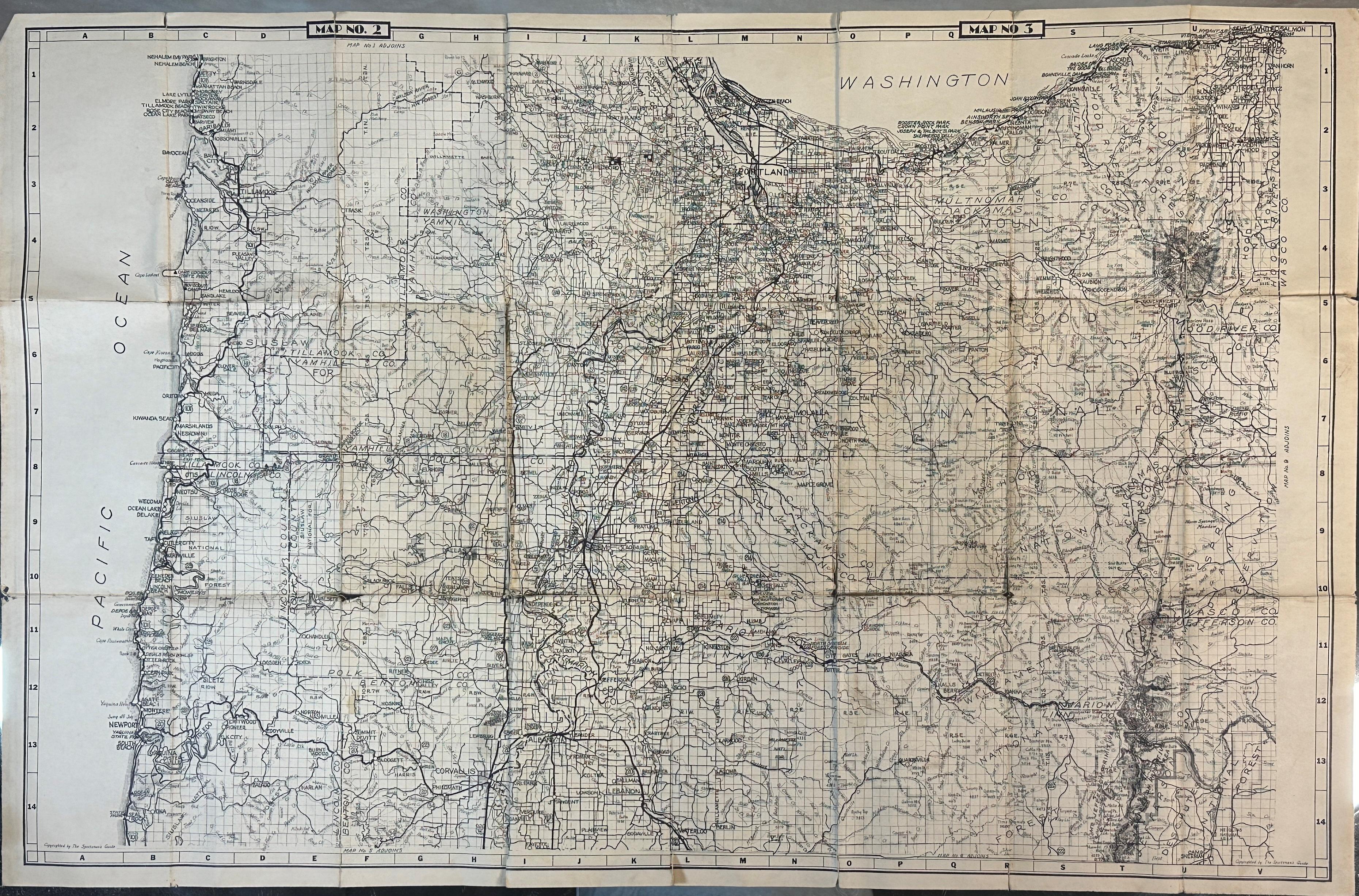 Map of Oregon and Washington-Copyrighted by The Sportsmen's Guide