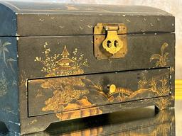 Black Lacquered Humpback Japanese Jewelry Box