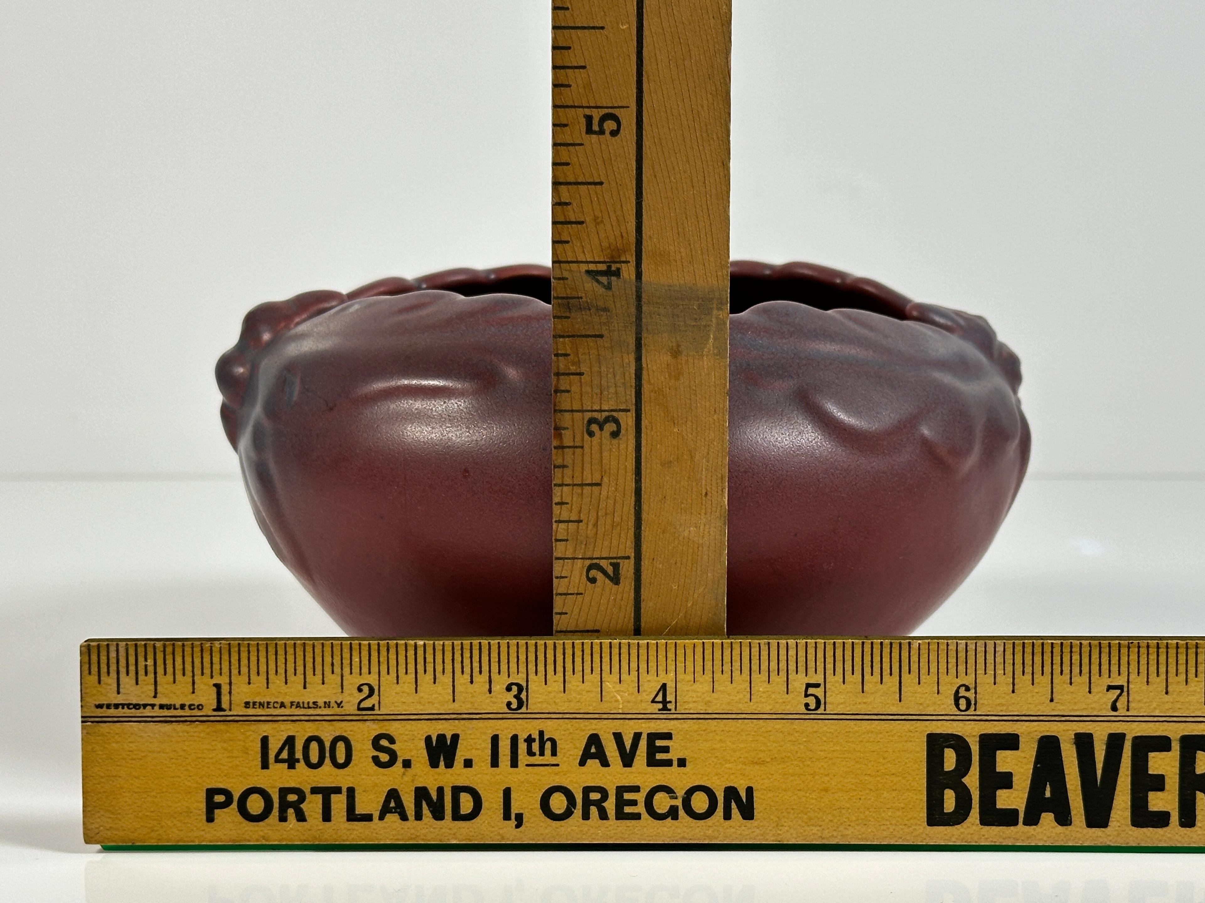 Van Briggle Oak Leaf Acorn Bowl Vase in Mulberry